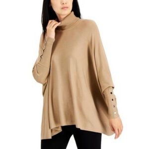 NWT Alfani Turtleneck Poncho in Fawn Size Large